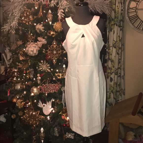 NWT Sharagano Ivory Cocktail Bodycon Dress Size 12 - Picture 2 of 5